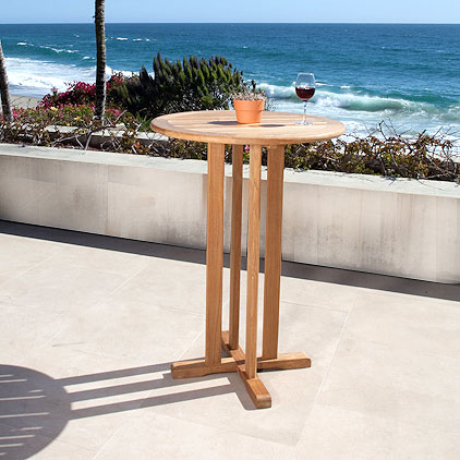 Refurbished 30 inch Round Teak Bar Table - Picture B