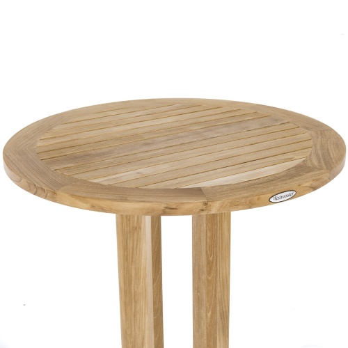 Refurbished 30 inch Round Teak Bar Table - Picture C