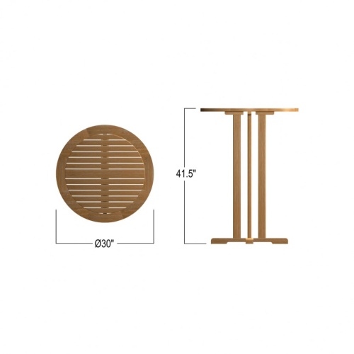 Refurbished 30 inch Round Teak Bar Table - Picture G