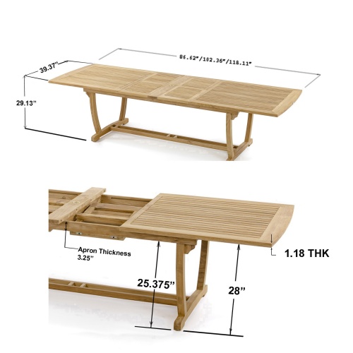 Veranda Rectangular Teak Extension Dining Table - Picture M