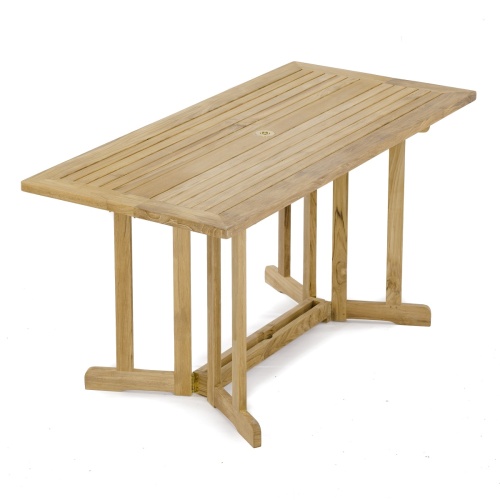 Nevis Rectangular Teak Folding Table with Stainless Steel Hardware - Picture A