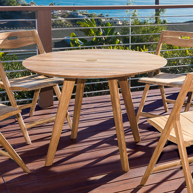 42" Surf Round Teak Table - Umbrella Ready
