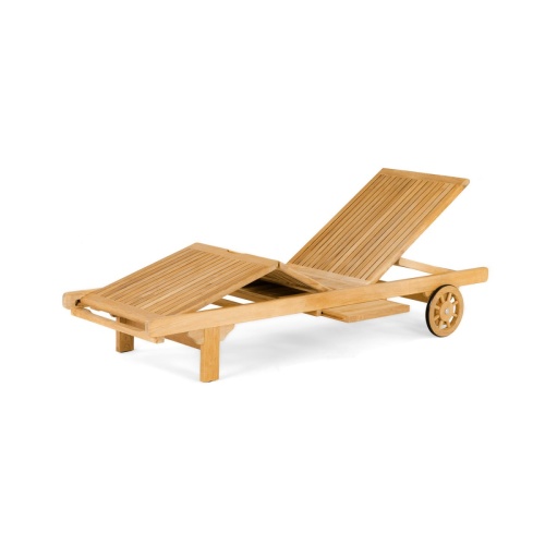Somerset Teak Chaise Lounger with Pullout Trays & Wheels - Picture A