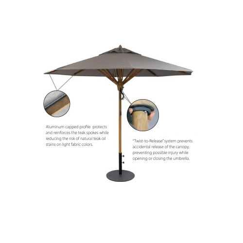 8ft Dia Round Teak Aluminum Umbrella - Picture E
