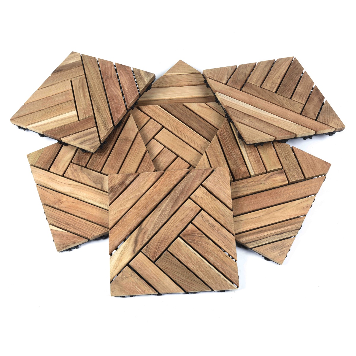 Diamond H Teak Floor Tiles (12" x 12")