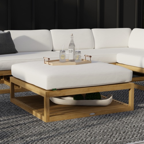 Maya Teak Ottoman with Sunbrella Cushion - Picture E