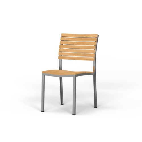 Vogue Teak & Stainless Steel Side Chair - Picture A