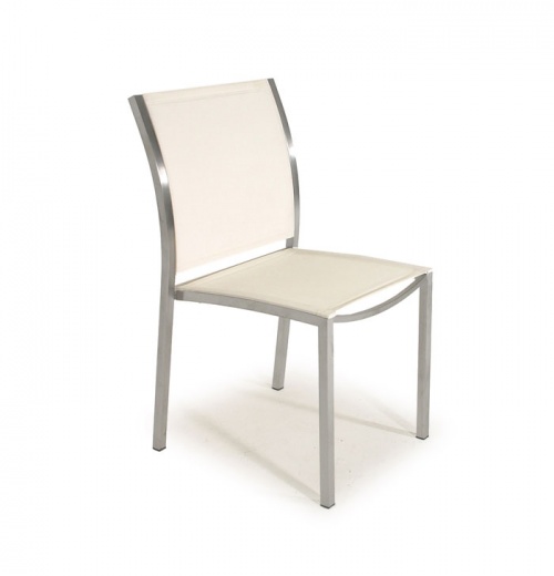 Stainless Steel Textilene Stacking Dining Chair - Picture A