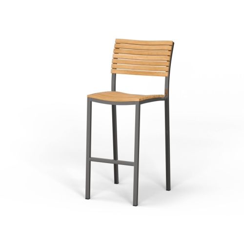 Vogue Teak & Stainless Steel Stacking Bar Stool - Picture A
