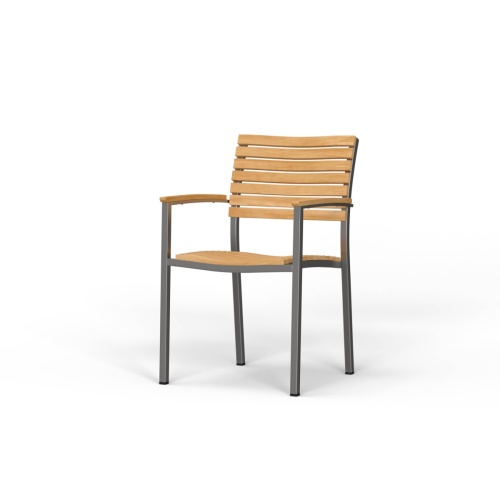 Vogue Teak & Stainless Steel Stacking Armchair - Picture A