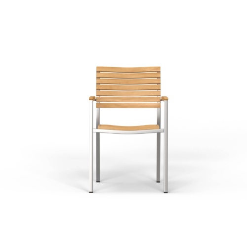 Vogue Teak & Stainless Steel Stacking Armchair - Picture D