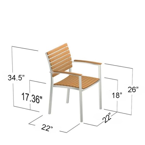 Vogue Teak & Stainless Steel Stacking Armchair - Picture K