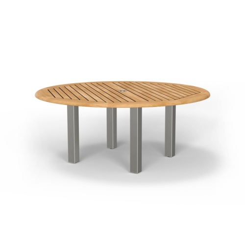 6 ft dia Vogue Dining Table Teak & Stainless Steel - Picture A