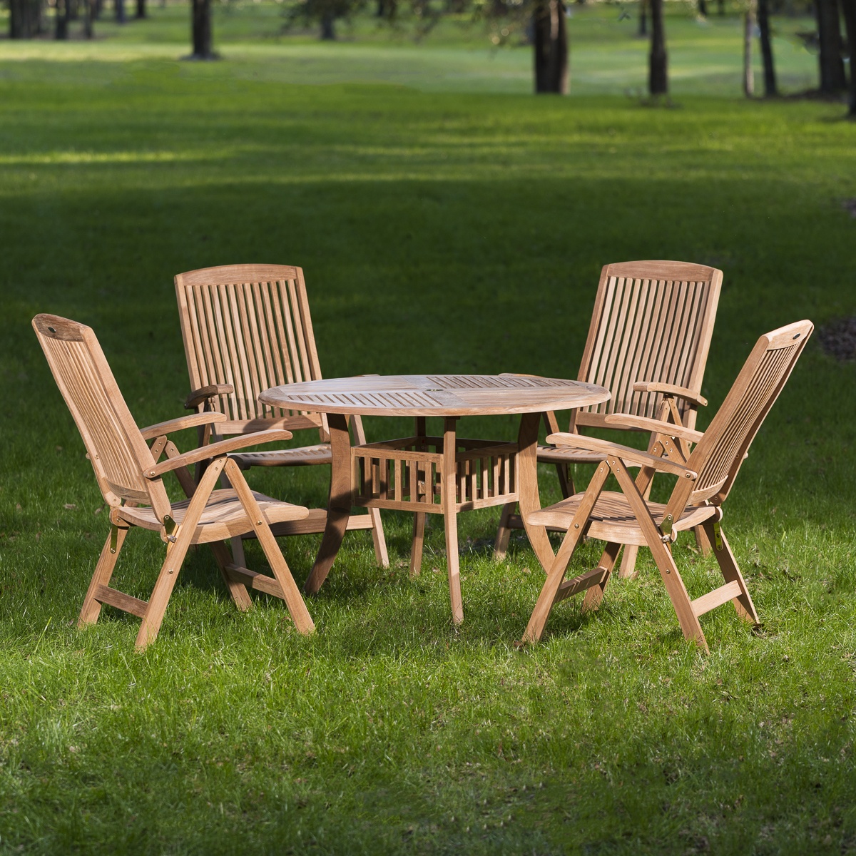 5 pc Hyatt Recliner Teak Patio Dining Set