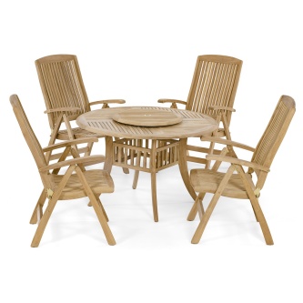 5 pc Hyatt Recliner Teak Patio Dining Set