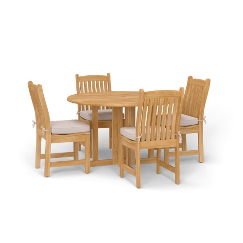 5 pc Veranda Barbuda Round Teak Dining Set - Picture D