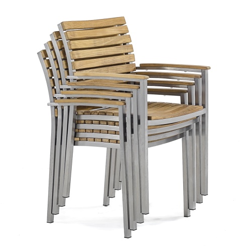 Vogue Teak & Stainless Steel Dining Set with 10 Vogue Armchairs - Picture P