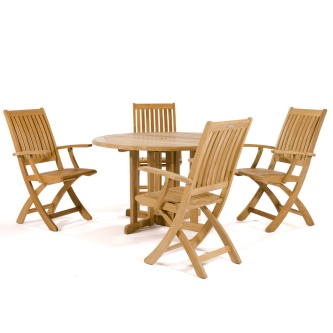 5 pc Barbuda Round Folding Dining Set