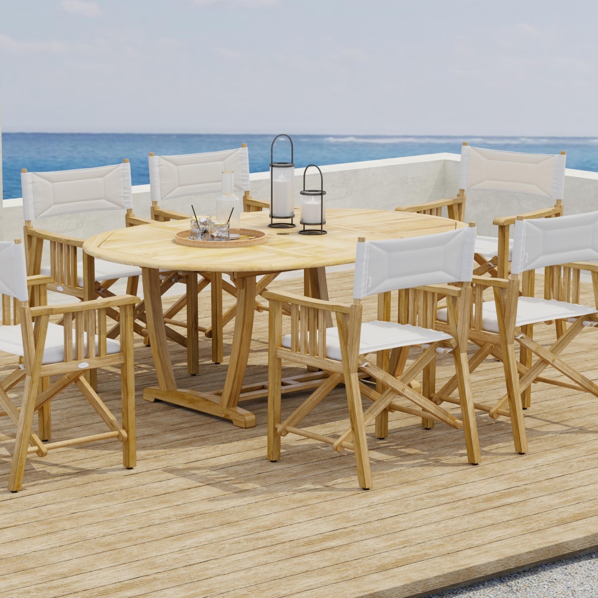 7 pc Oval Director Chair Dining Set