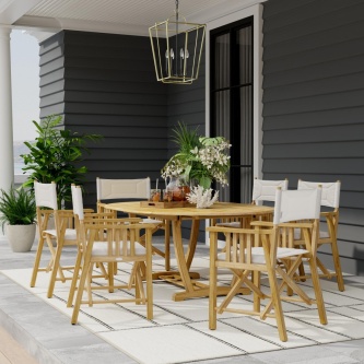 7 pc Oval Director Chair Dining Set