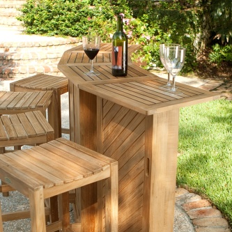 5 pc Somerset Teak Bar & Stool Set