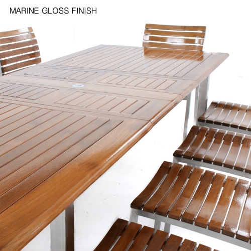 11 pc Vogue Teak & Stainless Steel Dining Set - Picture M