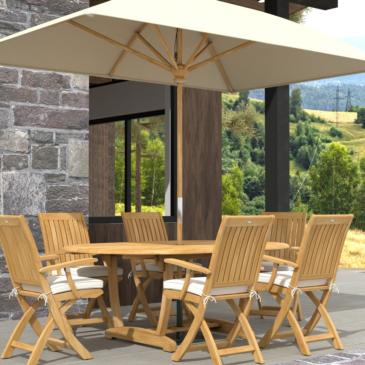7 pc Oval Barbuda Chair Dining Set