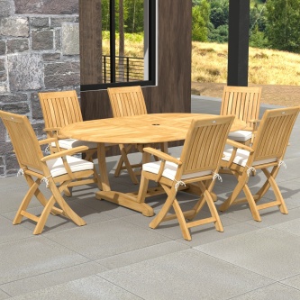 7 pc Oval Barbuda Chair Dining Set