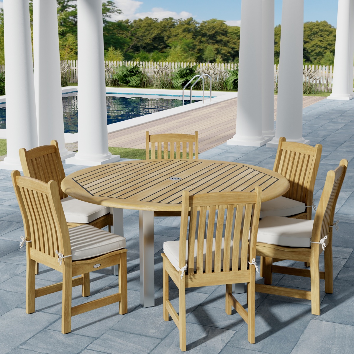 7 pc Round Vogue Side Chair Dining Set