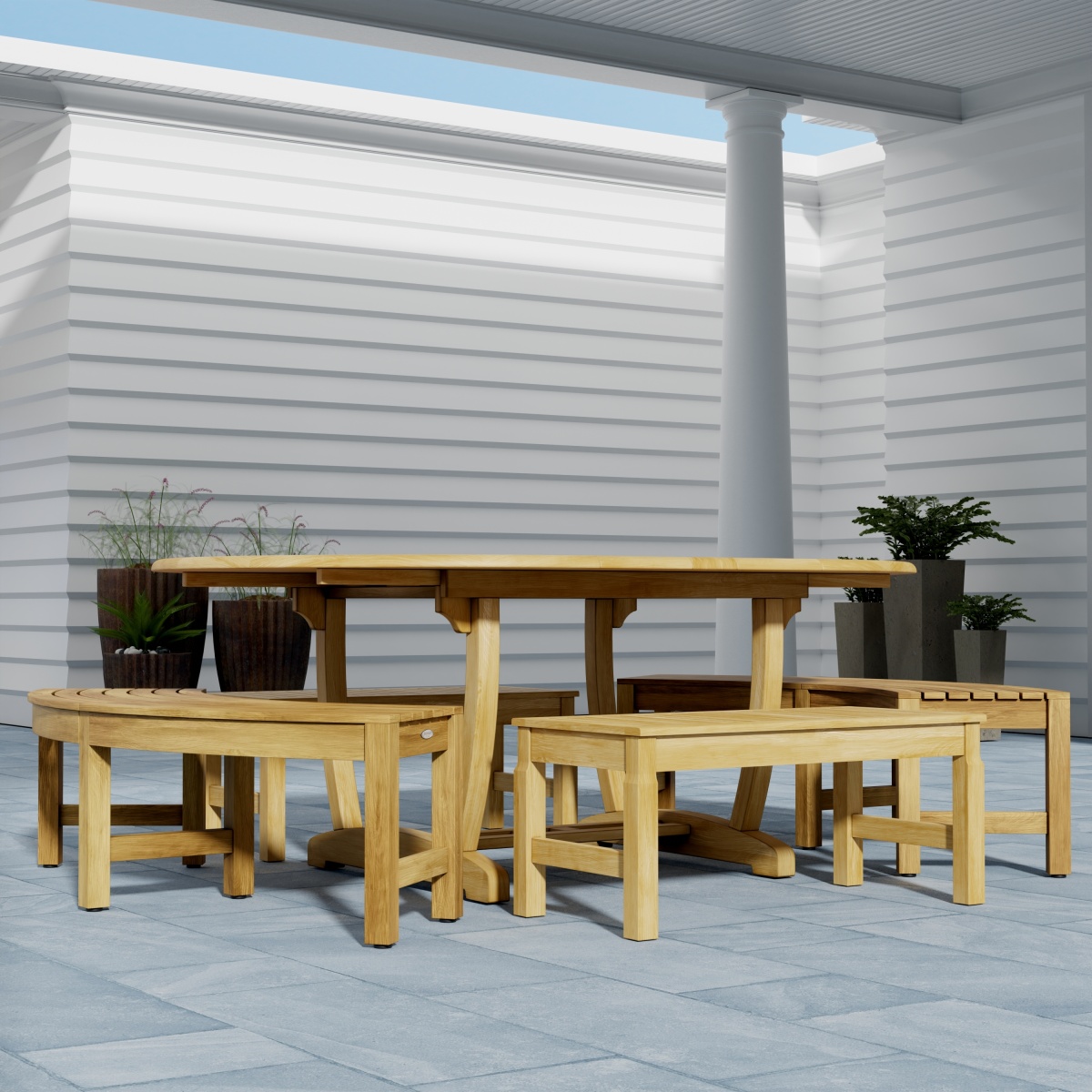 Martinique 5 pc Backless Bench Dining Set