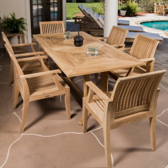 7 pc Pyramid Teak Dining Set