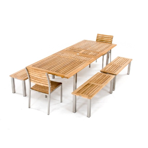 Vogue Teak & Stainless Steel Picnic Dining Set - Picture L