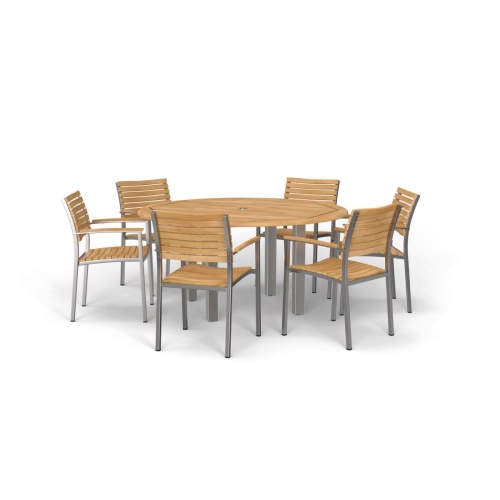 7 pc Vogue Teak & Stainless Steel Dining Set - Picture A
