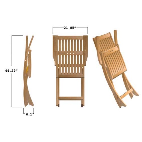 Square Teak Dining Set with 4 Barbuda Folding Armchairs - Picture M