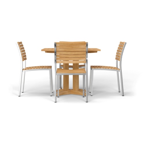 Square Pyramid Cafe Dining Set with 4 Vogue Stacking Chairs - Picture F