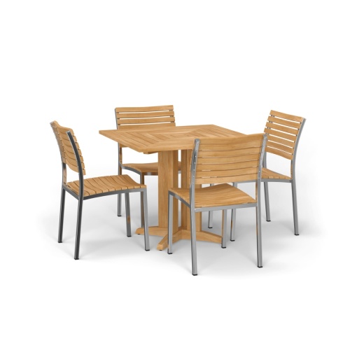 Square Pyramid Cafe Dining Set with 4 Vogue Stacking Chairs - Picture G