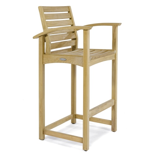 Square Somerset Teak Dining Barstool Set - Picture L