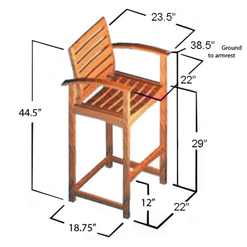 Square Somerset Teak Dining Barstool Set - Picture O