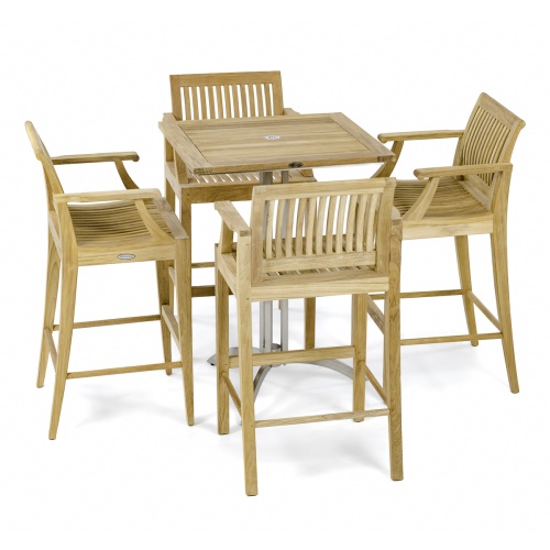 Square Laguna Teak Dining Barstool Set - Picture A