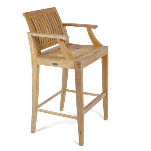 Square Laguna Teak Dining Barstool Set - Picture L