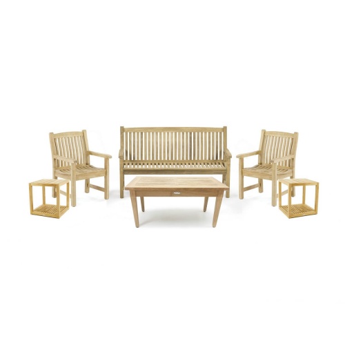Teak Bench and Chair Conversation Set for 5 - Picture A