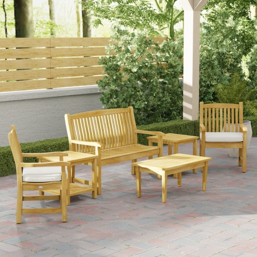 Teak Bench and Chair Conversation Set for 5 - Picture B