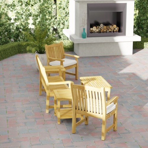 Teak Bench and Chair Conversation Set for 5 - Picture D