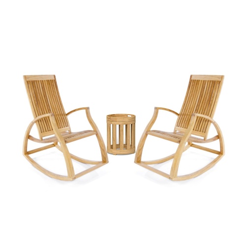Aria Teak Rocking Chair and Table Chat Set - Picture A