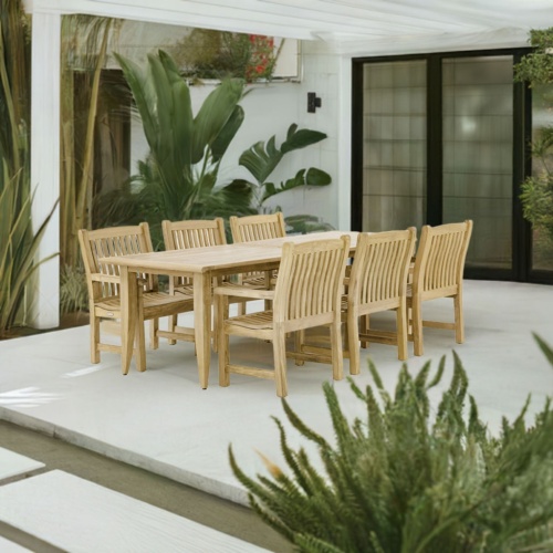 Grand Laguna Rectangular Dining Set with 6 Veranda Dining Chairs - Picture C