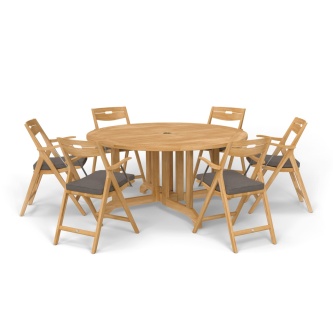 7 pc Barbuda Surf 5ft Folding Dining Set