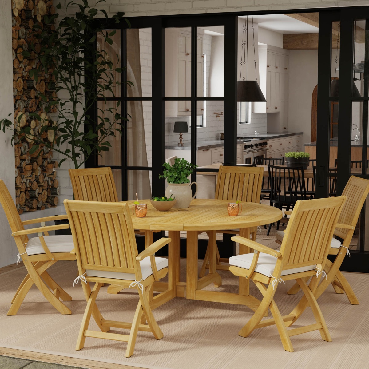 7 pc Barbuda Folding Teak Dining Set