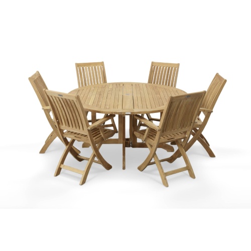 7 pc Barbuda Round Folding Dining Set - Picture A