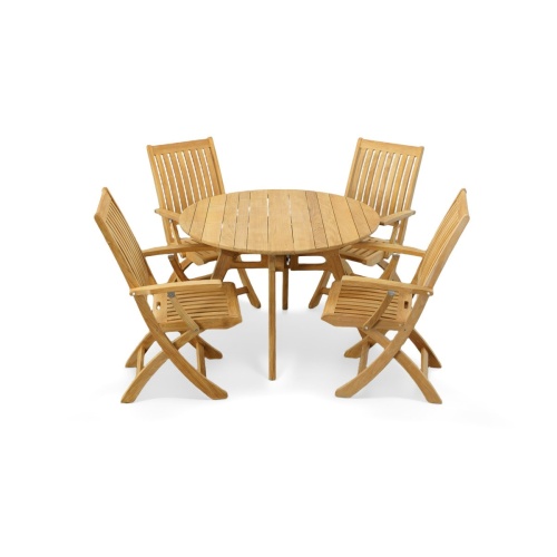 5 pc Round Teak Cafe Set - Picture A