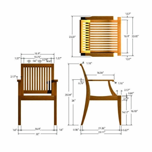 9 pc Laguna Montserrat Teak Rectangular Dining Set - Picture P